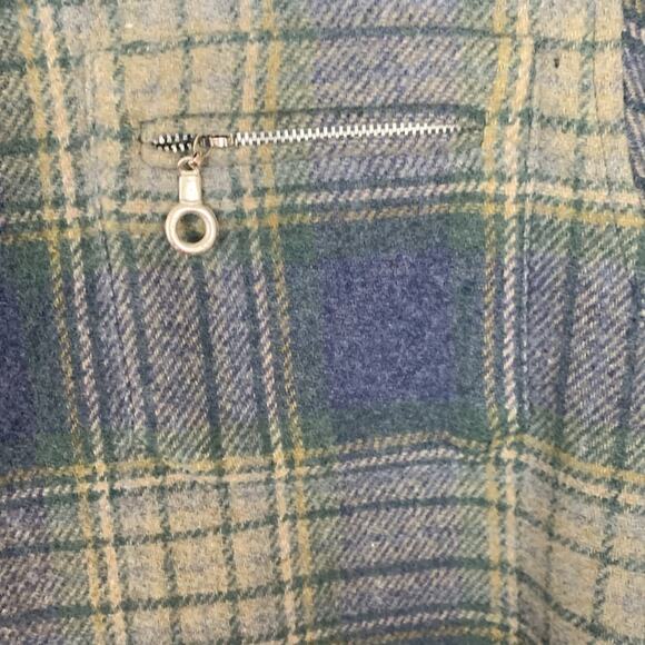 Coldwater Creek  mens XL plaid wool blue shacket zip up jacket lined gorp - Picture 6 of 9